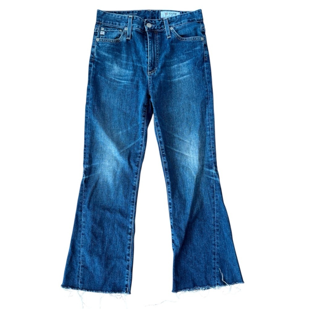 AG Adriano Goldschmied The Quinne Crop High Rise Cropped Kick Flare Jeans Blue